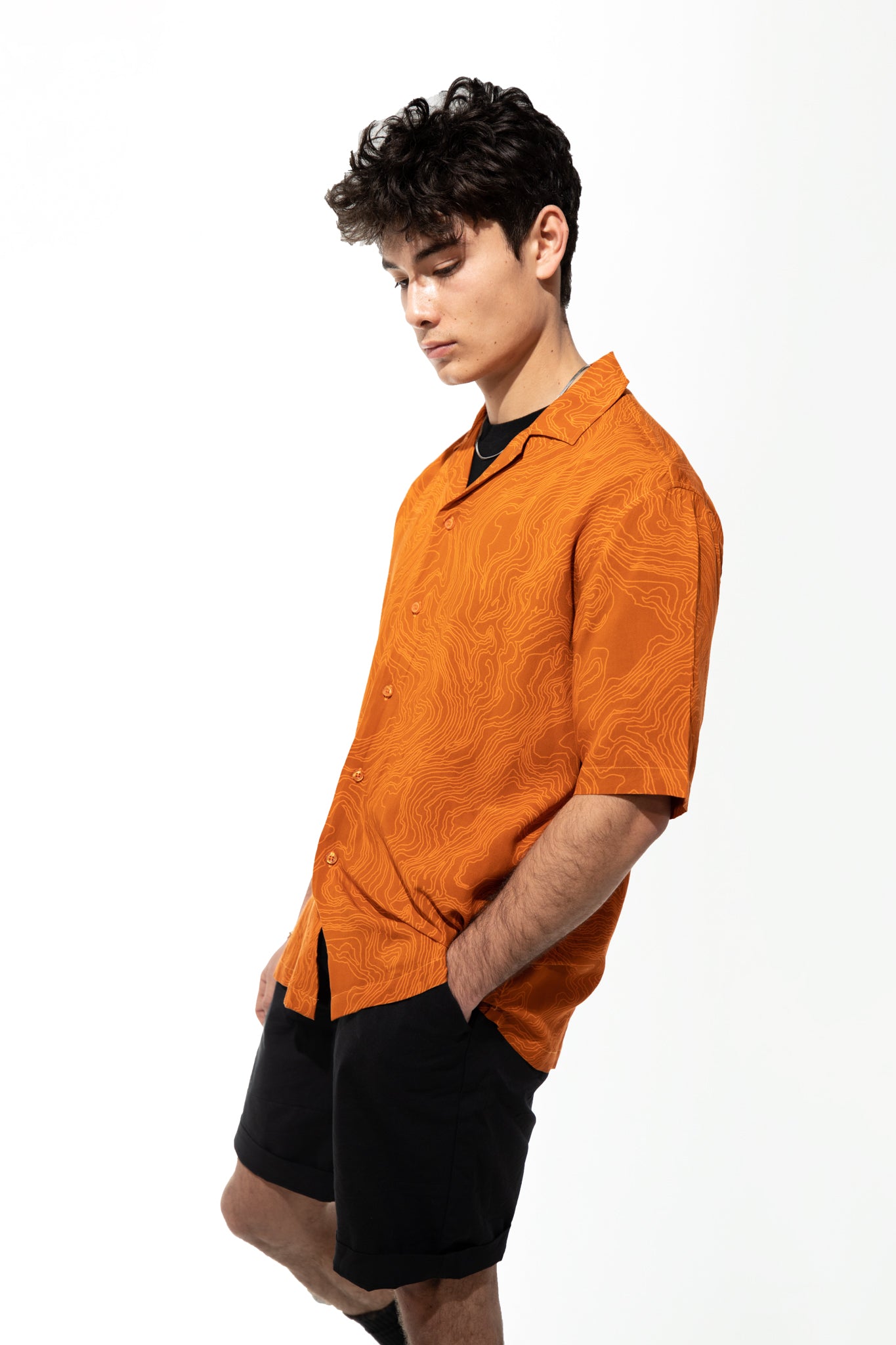 Sand Dune Button-Up Short Sleeve Shirt in Sunset Orange